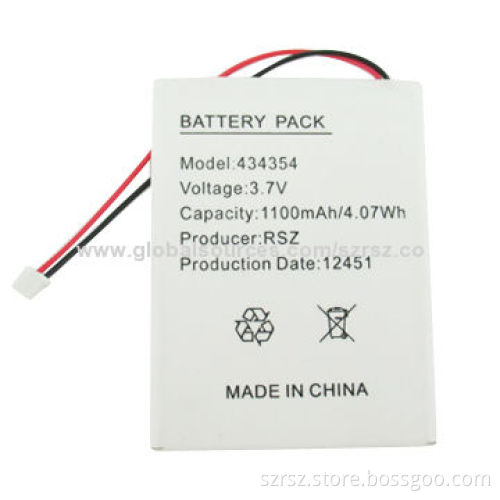 Lithium Polymer Battery Pack with 3.7V Voltage, 1,100mAh Capacity, 434354